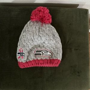 Seahawks breast cancer awareness beanie